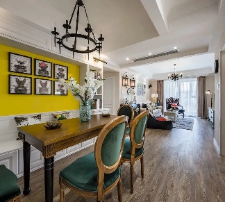 96㎡新房装修，美式风与卡座的邂逅