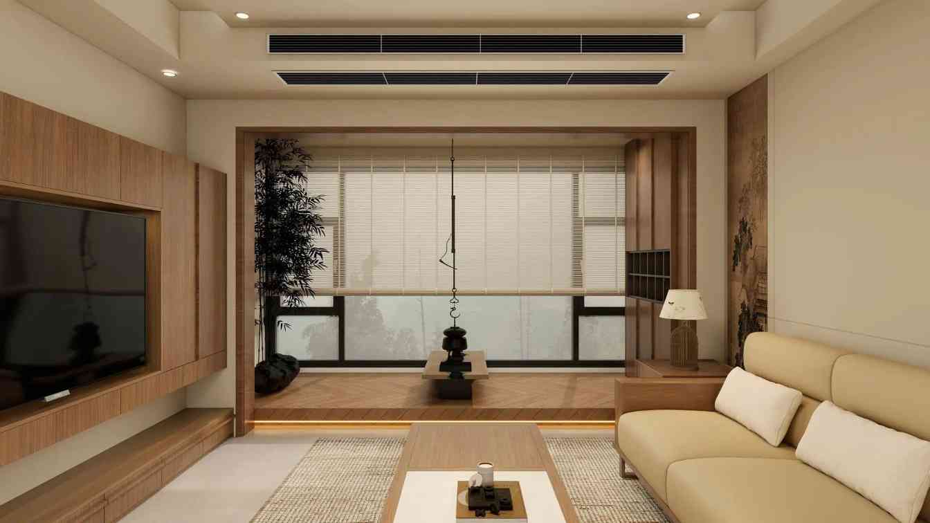 新中式客厅设计|把江南水墨画搬进家(图1) 新中式客厅设计|把江南水墨画搬进家