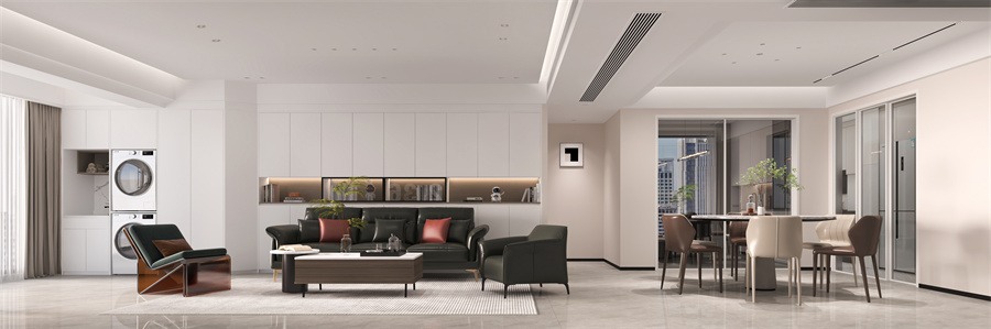 暖色现代风格大平层(图1)