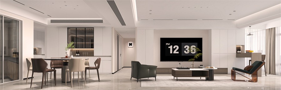 暖色现代风格大平层(图2)