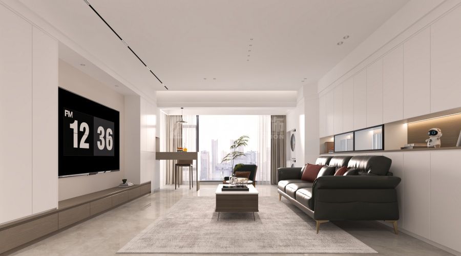 暖色现代风格大平层