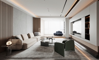 164㎡极简+轻奢,线性美学构建的高级感(图3) 164㎡极简+轻奢,线性美学构建的高级感(图3)