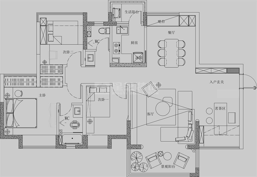 鼎晟国际3栋02户型-小美式风格(图27)