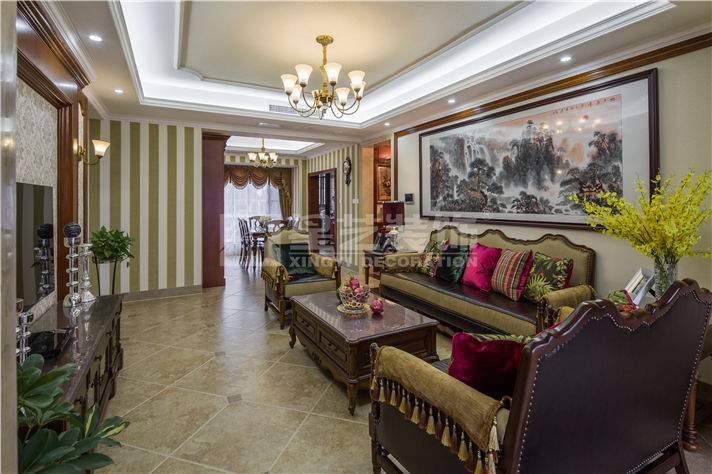 凤景湾美式三居室案例(图1)