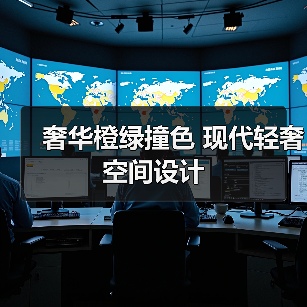 奢华橙绿撞色 现代轻奢空间设计（图4）